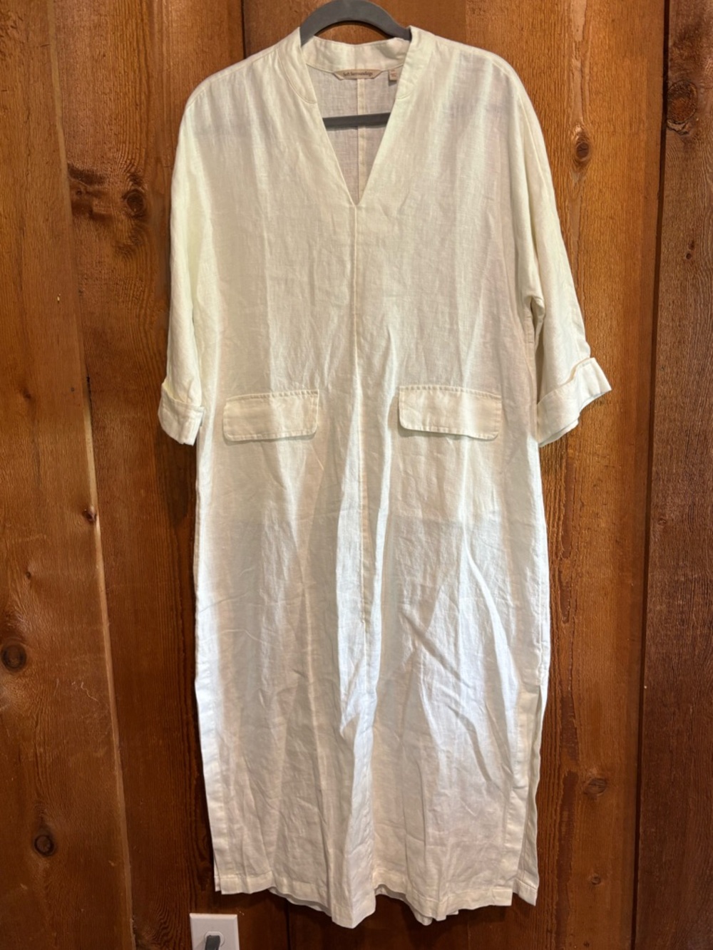 Soft Surroundings 100% Linen Lagenlook Kaftan Dress in Ivory - Medium - Picture 2 of 5
